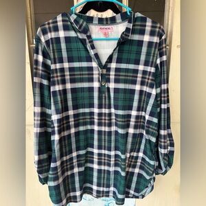 Feathers Navy and Green Plaid Maternity Shirt